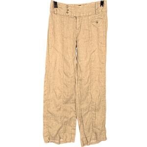Banana Republic Martin Fit 100% Linen Tan Wide Leg Pants Size 2 Brunch Beach